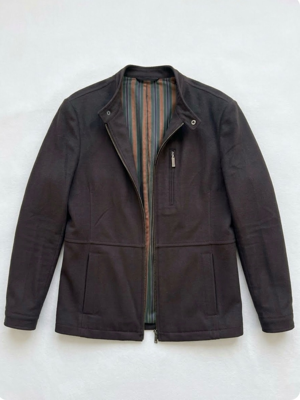 Mattarazi Uomo Men’s Cashmere Wool Full Zip Jacket Brown Classic S 38 Old Money